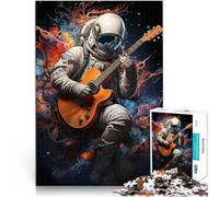 Puzzle de 1000 pièces pour Adultes Astronaute Jouant de la Guitare Difficile et défi avec Affiche et Feuille de Questions correspondantes 26x38cm