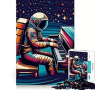 Puzzle de 1000 pièces pour Adultes Astronaute Jouant du Piano Jeu d'articulation serrée Jeu de Concentration Cadeau Amusant et Facile Décoration Artistique de Noël (38x26cm)
