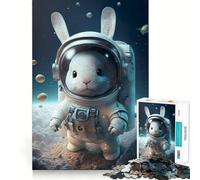 Puzzle de 1000 pièces pour Adultes Astronaute Lapin de l'espace,découpe Premium,Jeu Intelligent,activité ludique et apaisante,Jeu Artistique pour Un Anniversaire (38x52cm)
