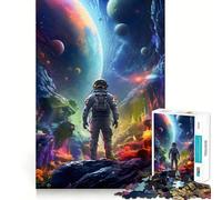 Puzzle de 1000 pièces pour Adultes Astronaute l'espace est Sauvage Décoration soignée Jeu de réflexion Jeu de détente Cadeau d'anniversaire Artistique (50x75cm)