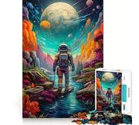 Puzzle de 1000 pièces pour Adultes Astronaute l'espace est Sauvage Découpe précise Jeu de réflexion Artistique Loisirs créatifs Cadeau d'anniversaire Amusant (38x26cm)