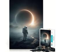 Puzzle de 1000 pièces pour adultes Astronaute observant une éclipse solaire Jeu de qualité supérieure,activité intellectuelle stimulante,moment de détente et de créativité pour un anniversaire 38x26cm