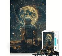 Puzzle de 1000 pièces pour Adultes Astronaute,Pêche dans l'espace Décoration soignée Jeu Amusant et divertissant pour Passer Le Temps Libre Cadeau d'anniversaire ou de Loisir (38x26cm)