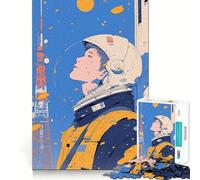 Puzzle de 1000 pièces pour Adultes Astronaute regardant vers Le Ciel Ajustement Parfait Défi cérébral Artistique Jeu de détente et de Divertissement Cadeau d'anniversaire pour l'esprit (38x52cm)