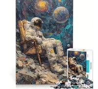 Puzzle de 1000 pièces pour Adultes Astronaute se Relaxant dans l'espace Art, Jeu éducatif, défi à relever, pour Un Anniversaire ou Noël 38x52cm