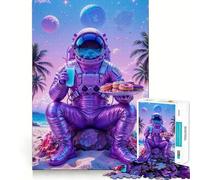 Puzzle de 1000 pièces pour Adultes Astronaute sur Plage Tropicale Découpe précise Jeu de réflexion Artistique Loisirs créatifs Cadeau d'anniversaire Amusant (38x26cm)
