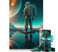 Puzzle de 1000 pièces pour Adultes Astronaute sur Une Nouvelle planète Jeu de réflexion Amusant et précis pour se détendre et s'amuser Cadeau d'anniversaire (50x75cm)