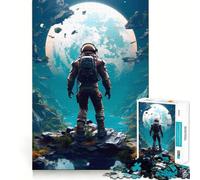 Puzzle de 1000 pièces pour Adultes Astronaute sur Une planète Extraterrestre Jeu aux Bords Nets Stimulation Cognitive Jeu de Relaxation Cadeau Festif et Amusant (50x75cm)