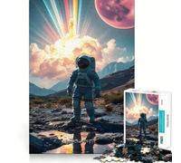 Puzzle de 1000 pièces pour Adultes Astronaute sur Une planète Extraterrestre Jeu de réflexion Amusant et précis pour se détendre et s'amuser Cadeau d'anniversaire (50x75cm)