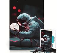 Puzzle de 1000 pièces pour Adultes Astronaute Tenant la Lune Découpe soignée Jeu de réflexion Idéal pour se divertir Cadeau d'anniversaire Artistique (50x75cm)