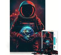 Puzzle de 1000 pièces pour Adultes Astronaute Tenant la Terre Découpe précise Jeu de réflexion Artistique Loisirs créatifs Cadeau d'anniversaire Amusant (38x26cm)