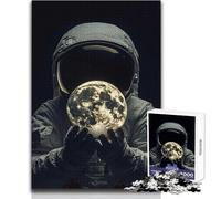 Puzzle de 1000 pièces pour Adultes - Astronaute Tenant Une Lune Lumineuse - Idéal pour se détendre à l'intérieur - Découpe de précision avancée - Dimensions:38x52cm