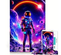 Puzzle de 1000 pièces pour Adultes Astronaute Voyageur Spatial Découpe précise Jeu de réflexion Artistique Loisirs créatifs Cadeau d'anniversaire Amusant (38x26cm)