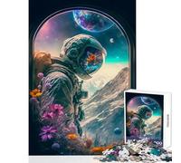 Puzzle de 1000 pièces pour Adultes Astronautes et Fleurs Jeu Anti-Stress Cadeau Amusant Casse-tête Renforce l'amour au Sein du Couple Dimensions 50x75cm
