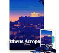 Puzzle de 1000 pièces pour Adultes Athènes,Acropole,Grèce,Paysage Nocturne Illustration aux Bords Nets Jeu cognitif et Amusant Jeu de Relaxation Cadeau Festif et Relaxant (38x26cm)