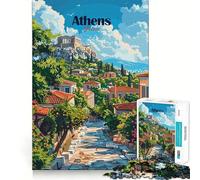 Puzzle de 1000 pièces pour Adultes,Athènes,Grèce,Affiche de Voyage,découpe précise,Art,Jeu de réflexion,Loisirs,Cadeau d'anniversaire Amusant (50x75cm)
