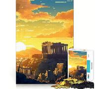 Puzzle de 1000 pièces pour Adultes,Athènes,Grèce,Pixel Art,découpe soignée,Jeu Amusant et divertissant pour Passer Le Temps,Cadeau d'anniversaire ou Loisir (50x75cm)