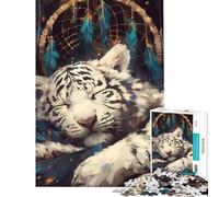 Puzzle de 1000 pièces pour Adultes Attrape-rêves Tigre Blanc endormi Difficile et Stimulant Une œuvre d'art Jeu éducatif Convient aux Personnes de 14 Ans et Plus (38x26cm)
