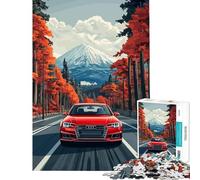 Puzzle de 1000 pièces pour Adultes Audi Rouge sur Route de Montagne Idéal pour Un Anniversaire ou Noël Jeu éducatif Difficile et Stimulant à partir de 14 Ans (50x75cm)