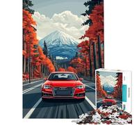 Puzzle de 1000 pièces pour Adultes Audi Rouge sur Route de Montagne Un défi à relever pour s'amuser en Famille Jeu Amusant à partir de 14 Ans (38x52cm)