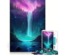 Puzzle de 1000 pièces pour Adultes Aurora Cascade Jeu d'articulation serrée Jeu de Concentration Cadeau Facile et Amusant Décoration Artistique de Noël (50x75cm)