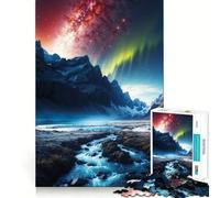Puzzle de 1000 pièces pour Adultes Aurora Over The Stream Flawless Fit Art Brain Challenge Fun Rest Time Play Birthday Mind Gift (38x52cm)