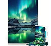 Puzzle de 1000 pièces pour Adultes Aurores boréales et Montagnes, défi cérébral, Jeu Anti-Stress, décoration Murale Transparente (38x26cm)