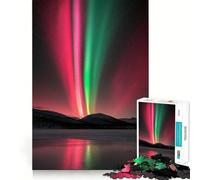 Puzzle de 1000 pièces pour Adultes Aurores boréales sur Montagnes et lac Jeu de réflexion et de détente pour Un Anniversaire (50x75cm)