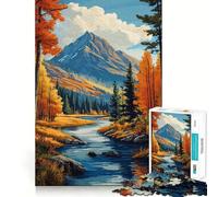 Puzzle de 1000 pièces pour Adultes Automne,Montagne,Rivière Décoration soignée Jeu Amusant et Relaxant pour Un Anniversaire ou Un Loisir (38x52cm)