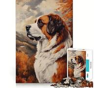 Puzzle de 1000 pièces pour Adultes Automne Saint-Bernard Découpe précise Jeu d'adresse et de réflexion Loisirs créatifs Cadeau d'anniversaire Artistique (38x26cm)