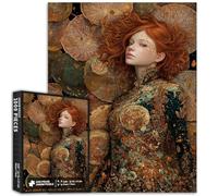 Puzzle de 1000 pièces pour adultes aux cheveux roux style peinture à l'huile Puzzle coloré à faire soi-même pour décoration de la maison, cadeaux, puzzle familial, parfait pour les soirées de jeu