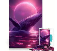 Puzzle de 1000 pièces pour adultes avec beau motif baleine néon, coupe précise, jeu de réflexion intelligent, jeu de relaxation, 38 x 26 cm
