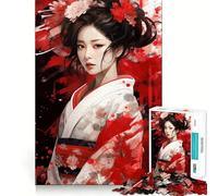 Puzzle de 1000 pièces pour adultes avec beau motif de geisha japonais, coupe précise, jeu de réflexion intelligent, jeu de relaxation, 38 x 26 cm