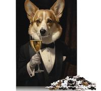 Puzzle de 1000 pièces pour adultes avec chien Corgi et smoking, puzzle rectangulaire créatif, puzzle en papier, cadeau pour amis et famille, 1000 pièces (75 x 50 cm)