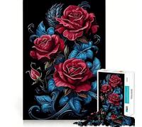Puzzle de 1000 pièces pour adultes avec de belles pétales de rose, bords lisses, jeu de concentration, jeu calme, motif de Noël (38 x 52 cm)