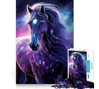 Puzzle de 1000 pièces pour adultes avec magnifique cheval spatial, pièces coupées proprement, jeu de logique, plaisir de loisirs, décoration de Noël, cadeau (50 x 75 cm)