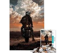 Puzzle de 1000 pièces pour Adultes Aventure à Moto au Coucher du Soleil Jeu Amusant et addictif pour cultiver la Patience et décoration intérieure (Dimensions 50x75cm)