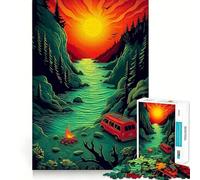 Puzzle de 1000 pièces pour Adultes Aventure en Camping-Car Jeu de Loisirs créatifs Décoration Murale de Noël (50x75cm)