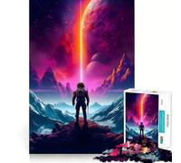 Puzzle de 1000 pièces pour Adultes Aventures d'astronautes Découpe précise Jeu de réflexion Artistique Loisirs créatifs Cadeau d'anniversaire Amusant (38x26cm)