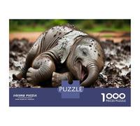 Puzzle De 1000 Pièces pour Adultes Baby Elephant Mud Bath Puzzles pour Adultes pour S'amuser en Famille pour Un Anniversaire, Noël, Un Jeu De Défi Unique 70x50cm/1000pcs