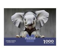 Puzzle De 1000 Pièces pour Adultes Baby Elephant Plush Toy Puzzle Jouet Décoration Murale Une Œuvre d'art Cadeaux Uniques pour Anniversaire Et Noël 38x26cm/1000pcs