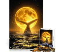 Puzzle de 1000 pièces pour adultes : Baleine céleste éclaboussant l'eau au clair de lune dans l'océan nocturne Stimulation cérébrale,apaisement de l'esprit,divertissement,découpe de qualité supérieure