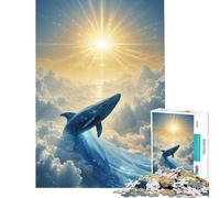 Puzzle de 1000 pièces pour Adultes Baleine céleste remontant vers Le Soleil Défi intellectuel Jeu addictif Jeu Familial Niveau de difficulté élevé Idée Cadeau pour Un Père Noël Secret (38x26cm)