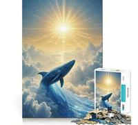 Puzzle de 1000 pièces pour Adultes Baleine céleste s'élevant vers Le Soleil Découpe soignée Décoration Jeu de réflexion et d'entraînement Jeu de Loisirs Cadeau Festif (50x75cm)