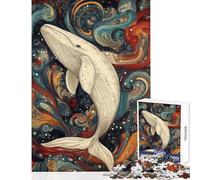 Puzzle de 1000 pièces pour Adultes Baleine dans Un Paysage onirique Jeu Impossible Défi Difficile Jouet à Monter soi-même Renforce l'amour Entre Les Couples (38x52cm)