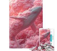 Puzzle de 1000 pièces pour Adultes Baleine Florale dans des Nuages Roses Jeu éducatif et Stimulant Cadeau Anti-Stress idéal pour Un Anniversaire (Dimensions 38x26cm)