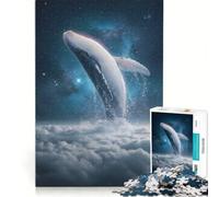Puzzle de 1000 pièces pour Adultes Baleine jaillissant des Nuages vers l'espace Jeu de Construction à Faire soi-même Activités Amusantes à la Maison Cadeau Unique pour Un Anniversaire ou Noël 38x26cm