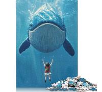 Puzzle de 1000 pièces pour adultes, baleine murmure-fille, puzzle carré pour adultes et puzzles en papier, décoration de la maison, 38 x 26 cm/1000 pièces