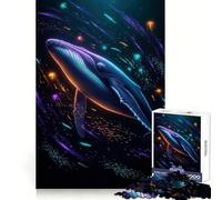 Puzzle de 1000 pièces pour Adultes Baleine néon des Profondeurs Marines, Casse-tête apaisant et Relaxant, pour Les fêtes (50x75cm)