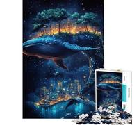 Puzzle de 1000 pièces pour Adultes Baleine Paysage Urbain Nuit étoilée Idéal pour Un Anniversaire Noël activités familiales Jouet à Monter soi-même À partir de 14 Ans (50x75cm)